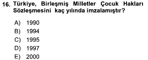 Sosyal Hizmet Mevzuatı 2016-2017 Ara Sınav - 16. soru