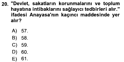 Sosyal Hizmet Mevzuatı 2018-2019 Ara Sınav - 20. soru