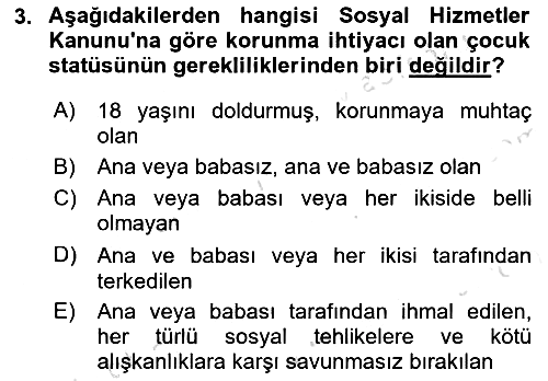Sosyal Hizmet Mevzuatı 2021-2022 Ara Sınav - 3. soru