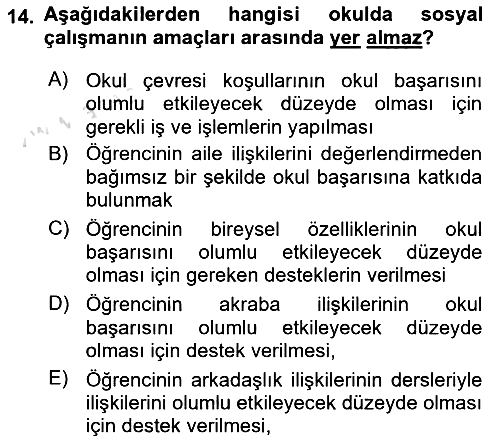 Sosyal Hizmet Uygulaması 2 2023-2024 Ara Sınav - 14. soru