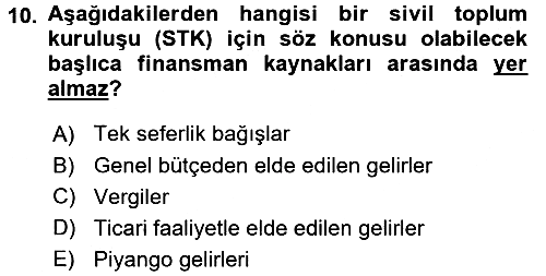 Sosyal Hizmet Yönetimi 2016-2017 3 Ders Sınavı - 10. soru