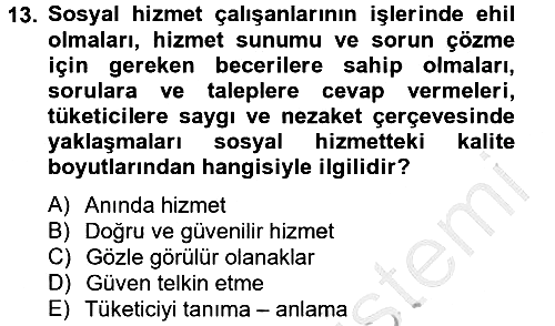 Sosyal Hizmet Yönetimi 2012-2013 Ara Sınav - 13. soru