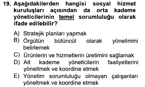 Sosyal Hizmet Yönetimi 2012-2013 Ara Sınav - 19. soru
