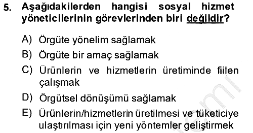 Sosyal Hizmet Yönetimi 2013-2014 Ara Sınav - 5. soru