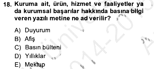 Sosyal Hizmet Yönetimi 2014-2015 Ara Sınav - 18. soru