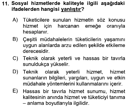 Sosyal Hizmet Yönetimi 2015-2016 Ara Sınav - 11. soru