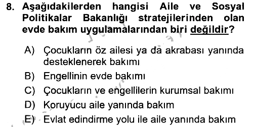 Sosyal Hizmet Yönetimi 2016-2017 Ara Sınav - 8. soru