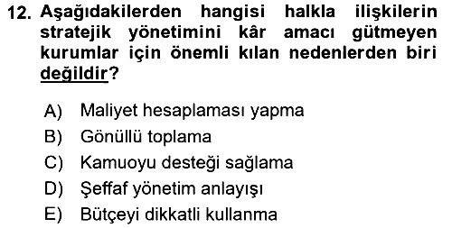 Sosyal Hizmet Yönetimi 2016-2017 Ara Sınav - 12. soru