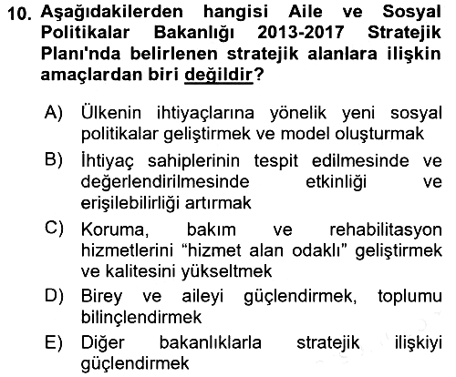 Sosyal Hizmet Yönetimi 2017-2018 Ara Sınav - 10. soru
