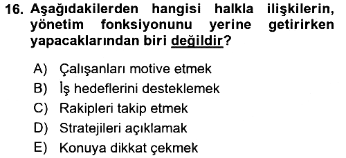 Sosyal Hizmet Yönetimi 2017-2018 Ara Sınav - 16. soru