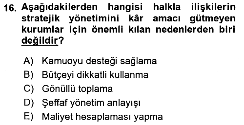 Sosyal Hizmet Yönetimi 2021-2022 Ara Sınav - 16. soru