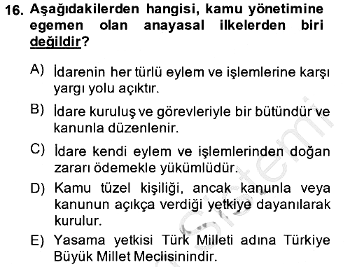 Sosyal Hizmet Yönetimi 2013-2014 Dönem Sonu Sınavı - 16. soru