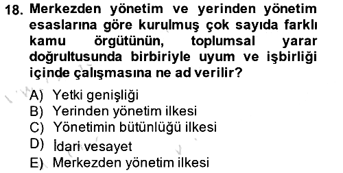 Sosyal Hizmet Yönetimi 2014-2015 Tek Ders Sınavı - 18. soru
