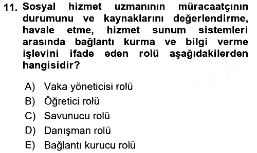 Sosyal Hizmet Yönetimi 2015-2016 Tek Ders Sınavı - 11. soru