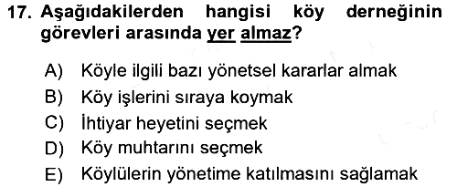 Sosyal Hizmet Yönetimi 2015-2016 Tek Ders Sınavı - 17. soru