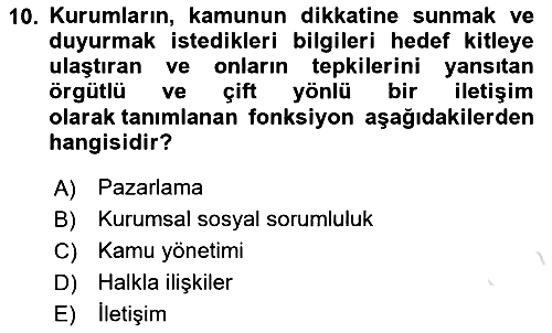 Sosyal Hizmet Yönetimi 2023-2024 Yaz Okulu Sınavı - 10. soru