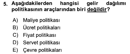 Sosyal Politika 2017-2018 3 Ders Sınavı - 5. soru