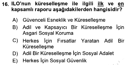Sosyal Politika 2018-2019 3 Ders Sınavı - 16. soru