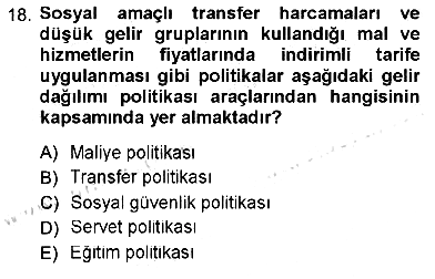 Sosyal Politika 2012-2013 Ara Sınav - 18. soru