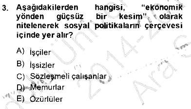 Sosyal Politika 2014-2015 Ara Sınav - 3. soru