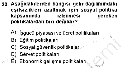 Sosyal Politika 2014-2015 Ara Sınav - 20. soru