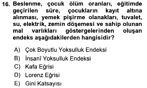 Sosyal Politika 2017-2018 Ara Sınav - 16. soru