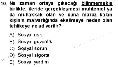 Sosyal Politika 2013-2014 Tek Ders Sınavı - 10. soru