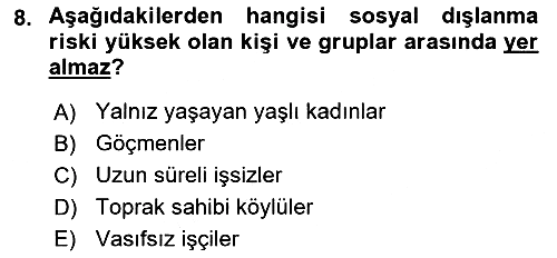 Sosyal Politika 2025-2026 Dönem Sonu Sınavı - 8. soru