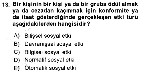 Sosyal Psikoloji 1 2024-2025 Ara Sınav - 13. soru