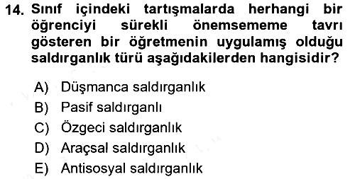 Sosyal Psikoloji 1 2016-2017 Dönem Sonu Sınavı - 14. soru