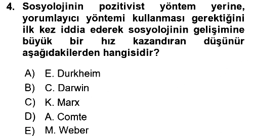 Sosyolojiye Giriş 2016-2017 3 Ders Sınavı - 4. soru