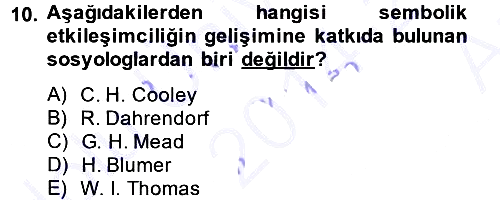 Sosyolojiye Giriş 2014-2015 Ara Sınav - 10. soru