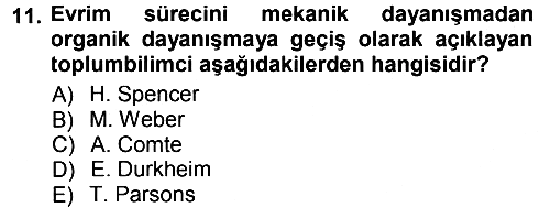Sosyolojiye Giriş 2014-2015 Ara Sınav - 11. soru