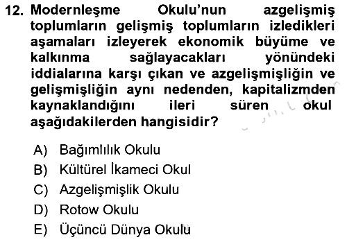 Sosyolojiye Giriş 2021-2022 Ara Sınav - 12. soru