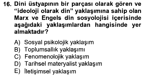 Sosyolojiye Giriş 2012-2013 Dönem Sonu Sınavı - 16. soru