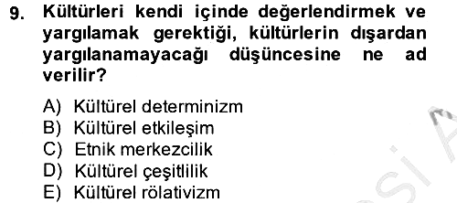 Sosyolojiye Giriş 2014-2015 Dönem Sonu Sınavı - 9. soru