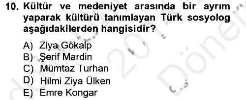 Sosyolojiye Giriş 2014-2015 Dönem Sonu Sınavı - 10. soru