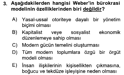Sosyolojiye Giriş 2015-2016 Dönem Sonu Sınavı - 3. soru