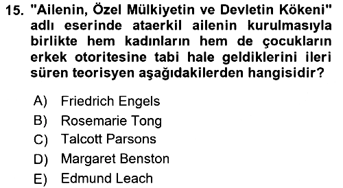Sosyolojiye Giriş 2018-2019 Yaz Okulu Sınavı - 15. soru