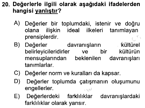 Sosyolojiye Giriş 2025-2026 Dönem Sonu Sınavı - 20. soru