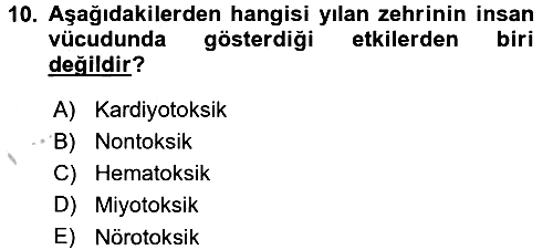 Temel İlkyardım Bilgisi 2016-2017 3 Ders Sınavı - 10. soru
