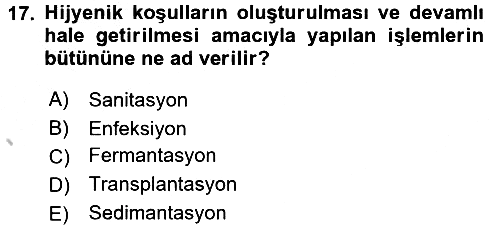 Temel İlkyardım Bilgisi 2016-2017 3 Ders Sınavı - 17. soru