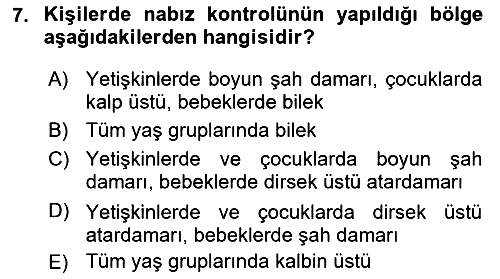 Temel İlkyardım Bilgisi 2025-2026 Ara Sınav - 7. soru