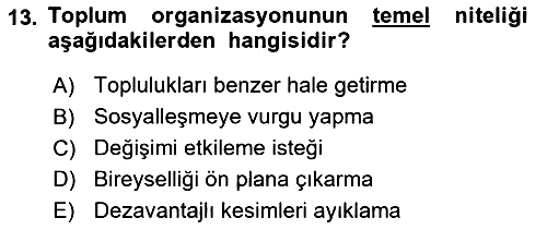 Toplumla Sosyal Hizmet 2021-2022 Yaz Okulu Sınavı - 13. soru