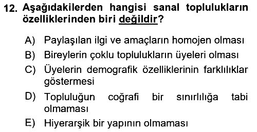 Toplumla Sosyal Hizmet 2023-2024 Ara Sınav - 12. soru