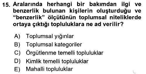 Toplumla Sosyal Hizmet 2023-2024 Ara Sınav - 15. soru
