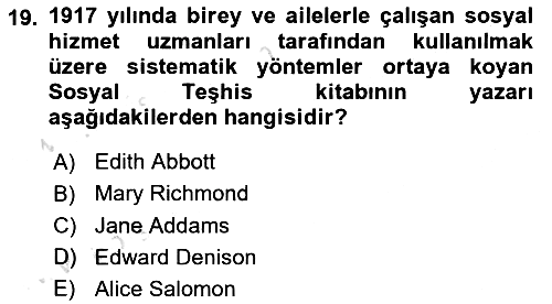 Toplumla Sosyal Hizmet 2024-2025 Ara Sınav - 19. soru