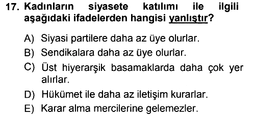 Toplumsal Cinsiyet Sosyolojisi 2012-2013 Ara Sınav - 17. soru