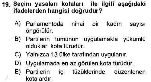 Toplumsal Cinsiyet Sosyolojisi 2017-2018 Ara Sınav - 19. soru