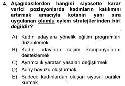 Toplumsal Cinsiyet Sosyolojisi 2021-2022 Ara Sınav - 4. soru